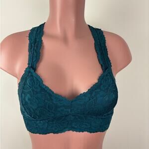 Initmately Free People Lace Racerback Bralette Teal Blue Small